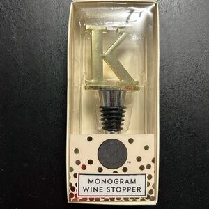 NWT Monogram Wine Stopper Letter K